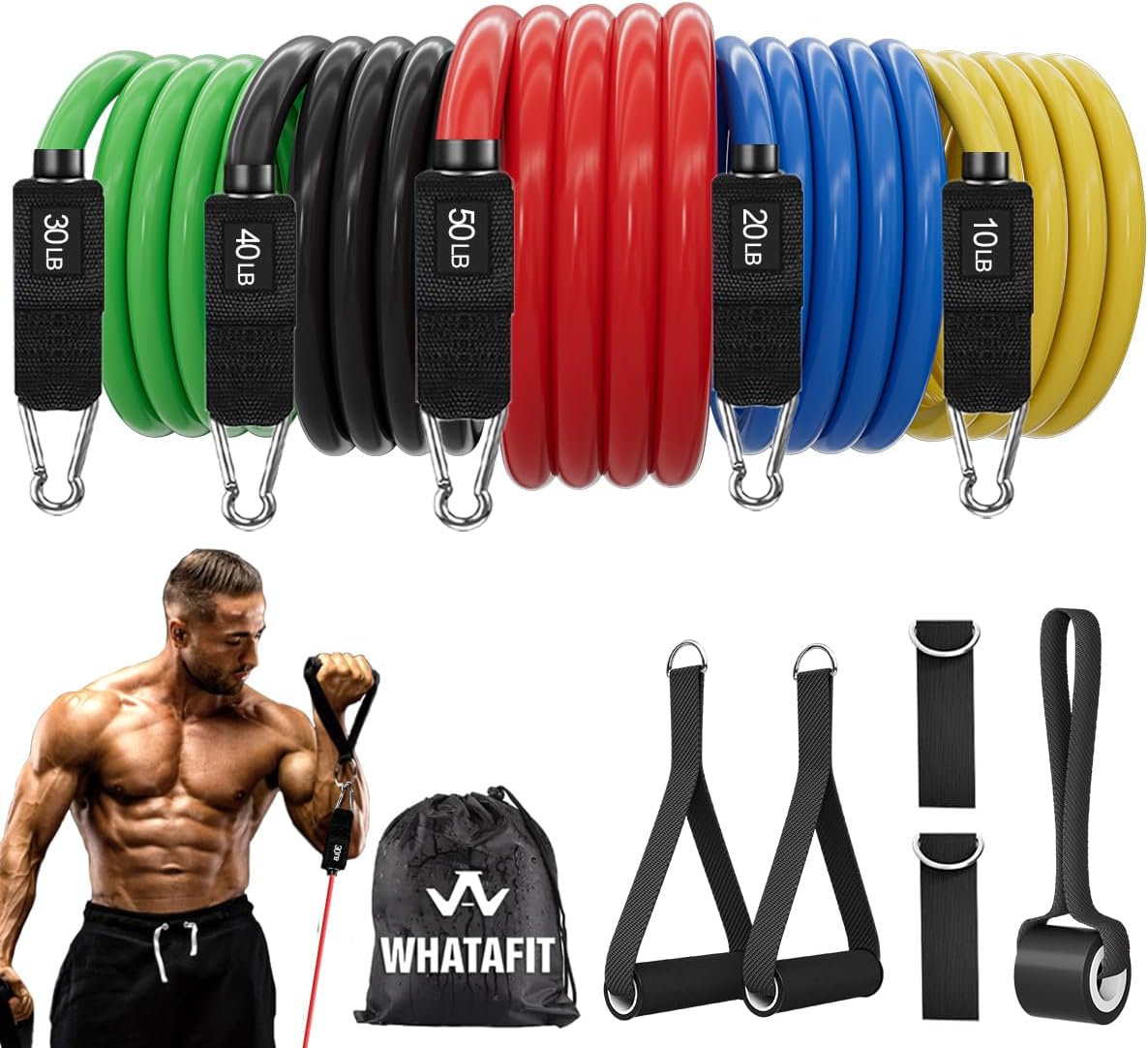 WHATAFIT Resistance Bands with Handles (B07DWSPQQY)