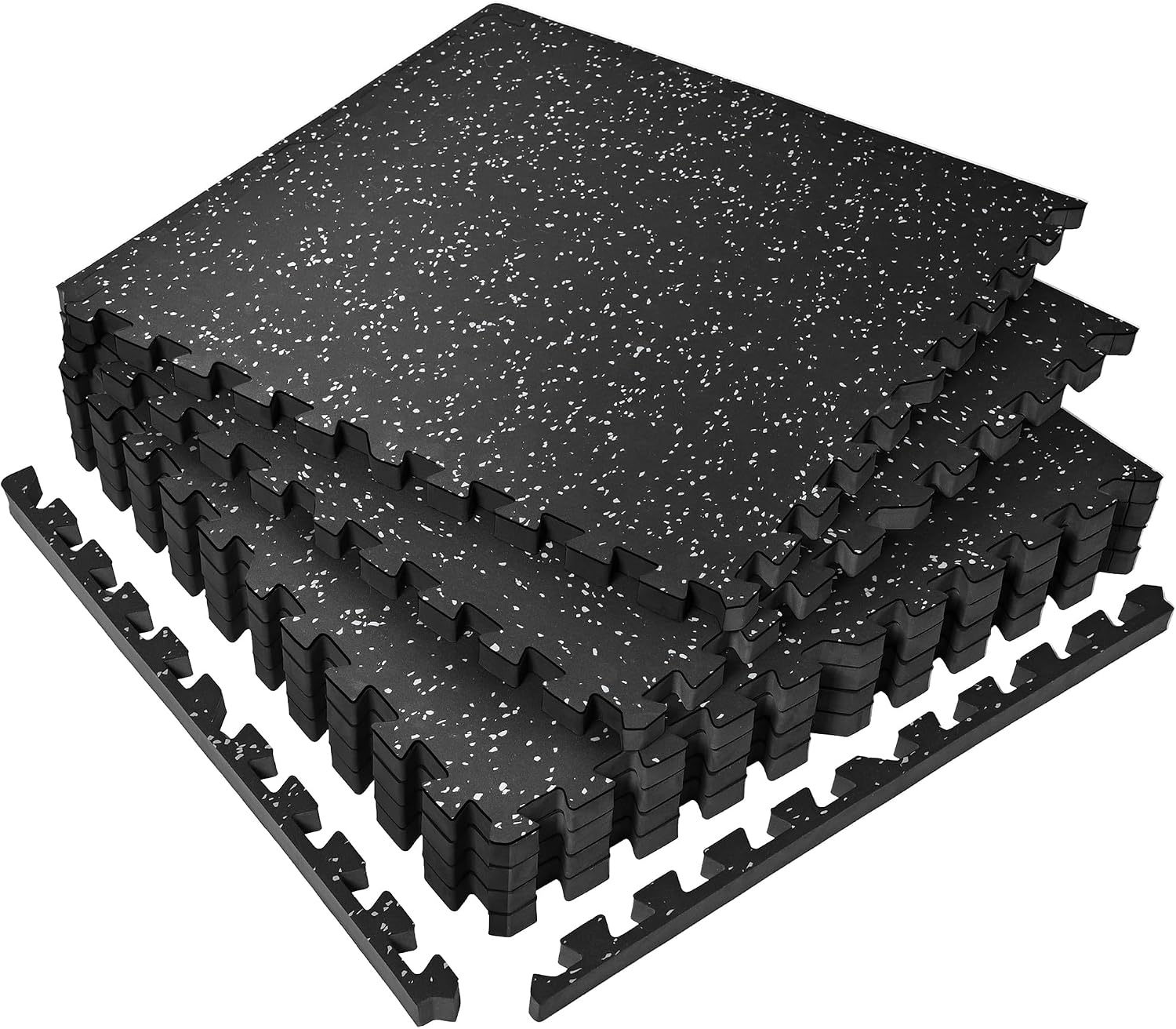 SUPERJARE 0.56'' Thick 24 Sq Ft Rubber Top Gym Flooring for Home Gym