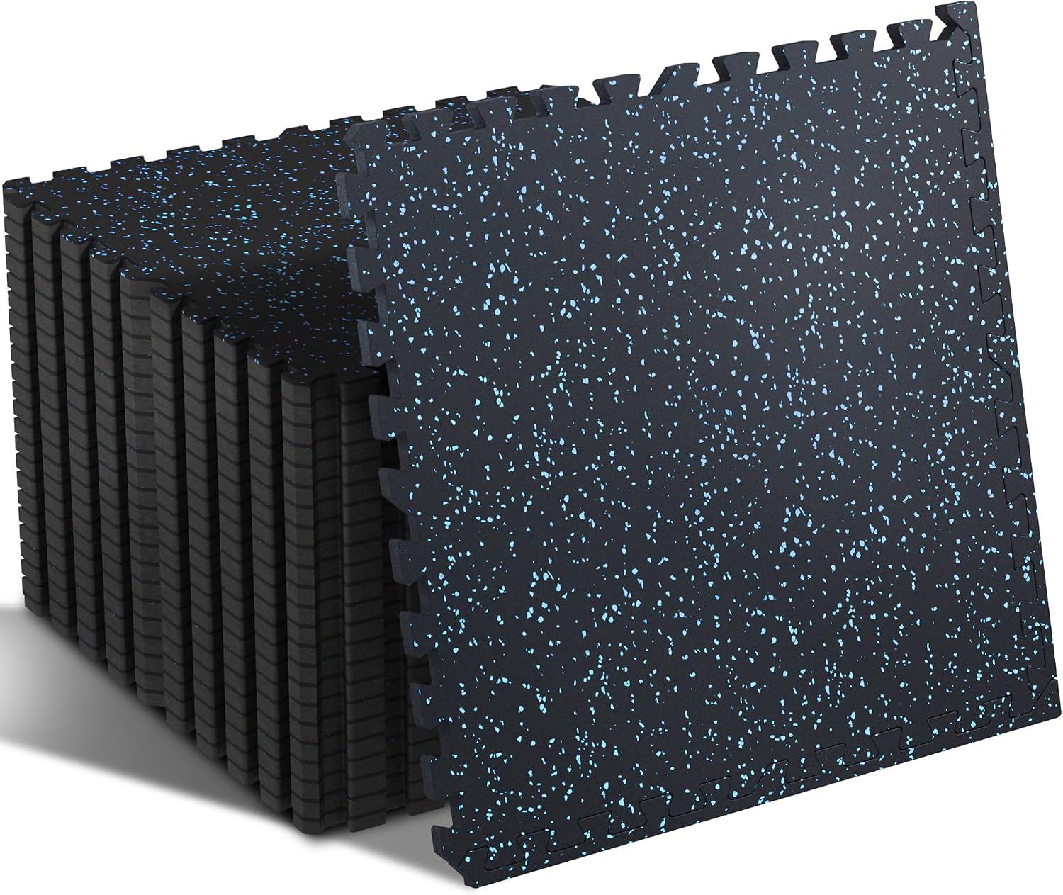 SUPERJARE 0.4'' Thick 24 Pcs 96 Sq Ft Rubber Top Exercise Equipment Mats