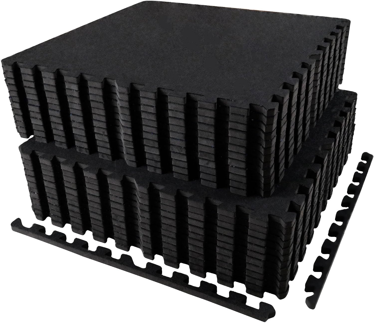 AIRHOP 0.56in Thick 96 Sq Ft Exercise Equipment Mats, 24 Tiles Upgraded Rubber Top with High Density EVA Foam, Large Interlocking Puzzle Gym Flooring for Home Gym, Heavy Weight Workout, 24 x 24in