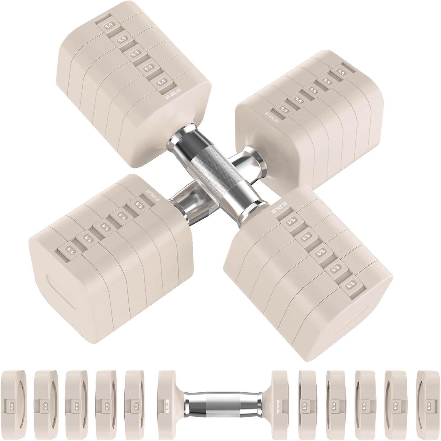 Hezeyferg 30.8LB Adjustable Dumbbell Set, Hand Weights Set for Home Gym