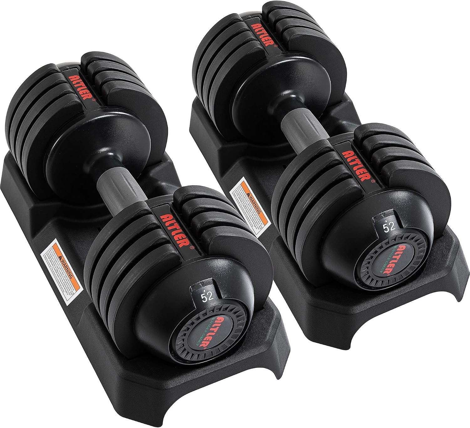 ALTLER Adjustable Dumbbell Set, 25/52LB Pair with Tray, Adjustable Weight Dial Dumbbell with Anti-Slip Handle